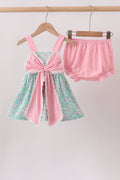 Pink Bow Floral Bloomer Set