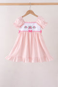 Pink Castle Embroidery Jacquard Ruffle Dress