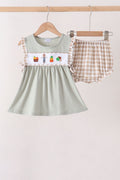 Green Scarecrow Embroidery Bloomer Set