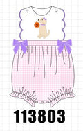 Pink Puppy Pumpkin Applique Bow Bubble