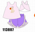 Pink Puppy Pumpkin Applique Ruffle Shorts Set