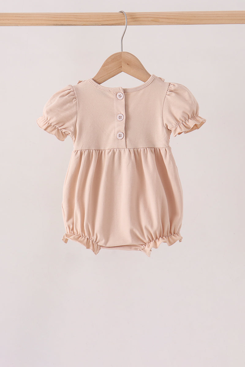 Khaki Pumpkin Smocked Ruffle Bubble