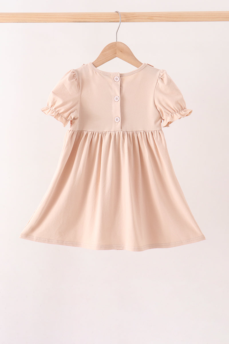 Khaki Pumpkin Smocked Bloomer dress