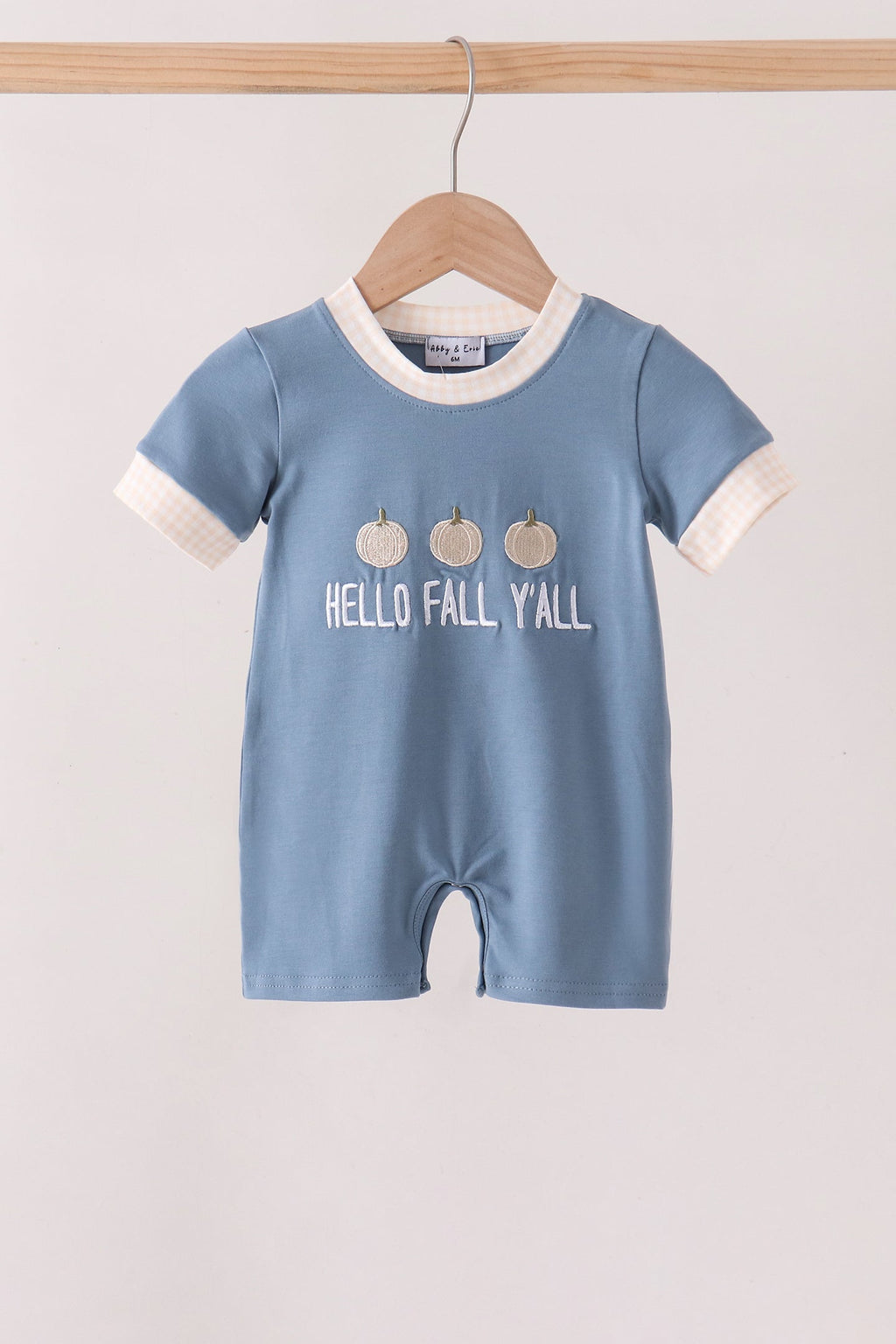Blue Hallo Fall Y'ALL Pumpkin Romper