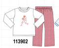Red Football Embroidery Pants Set