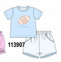 Blue Football Applique Shorts Set