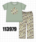 Camo Pumpkin Applique Pants Set