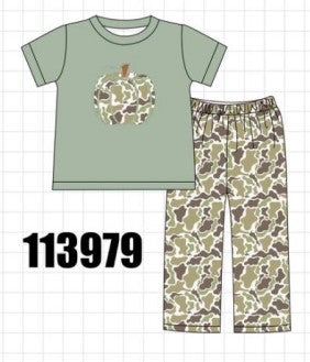 Camo Pumpkin Applique Pants Set