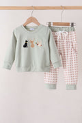 Sage hunting embroidery Pants set