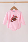 Pink football bow sequin bubble