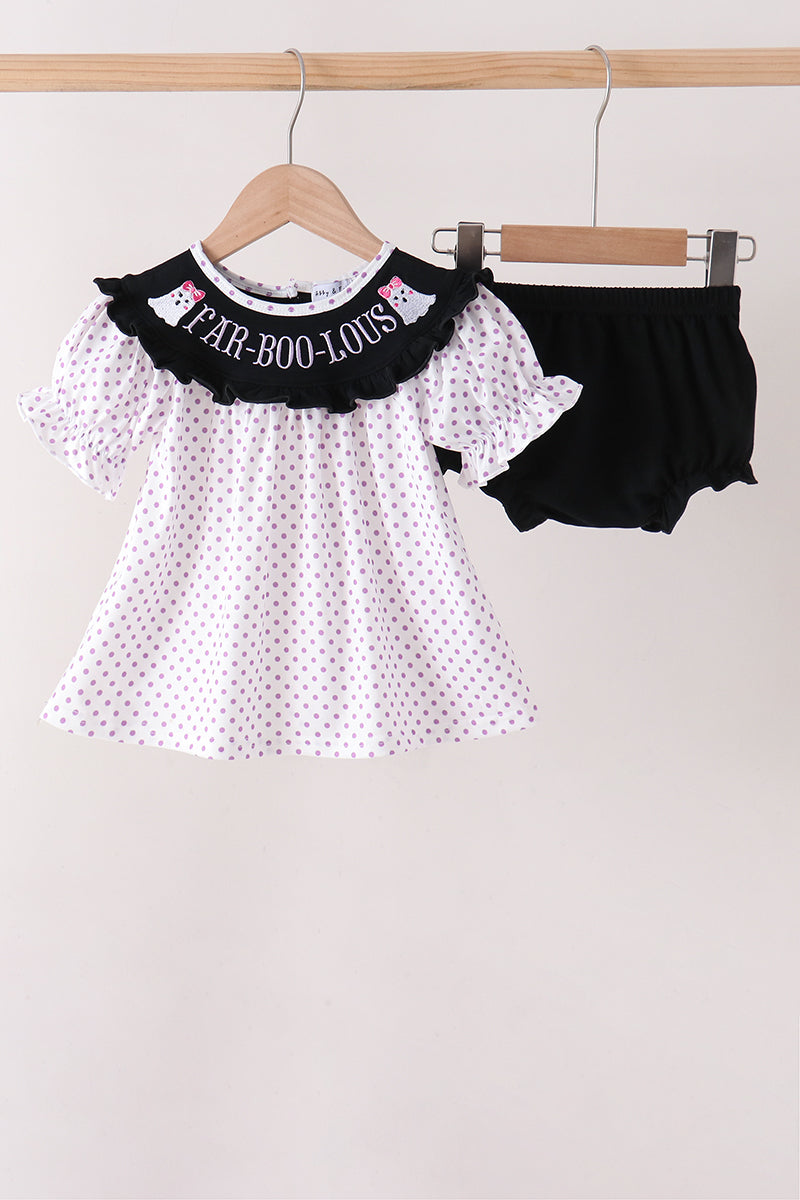 Black Ghost Embroidery Bloomer Set