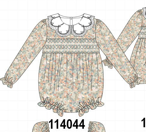 Floral smocked lace bubble