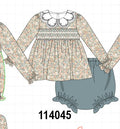 Floral smocked lace bloomer set