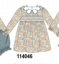 Floral smocked lace dress
