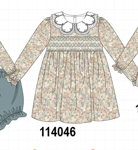 Floral smocked lace dress