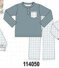 Teal pocket plaid pants set