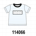 Blue Ghost Embroidery Stripe Top
