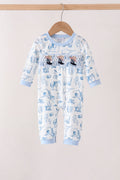 Blue Cowboy Smocked Romper