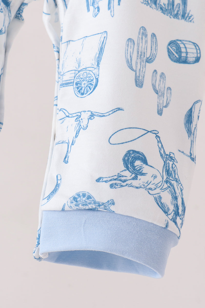 Blue Cowboy Smocked Romper