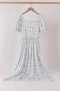 Blue pumpkin ruffle mom dress