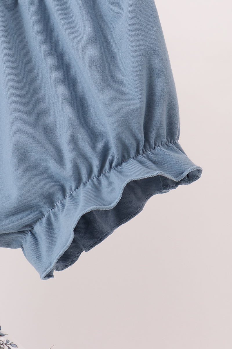 Teal floral smocked bloomer set