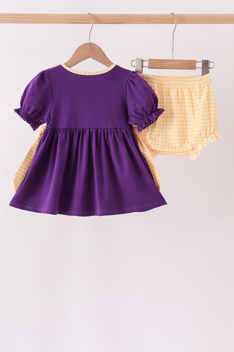 Purple LSU Geaux Tigers Embroidery Bloomer Set