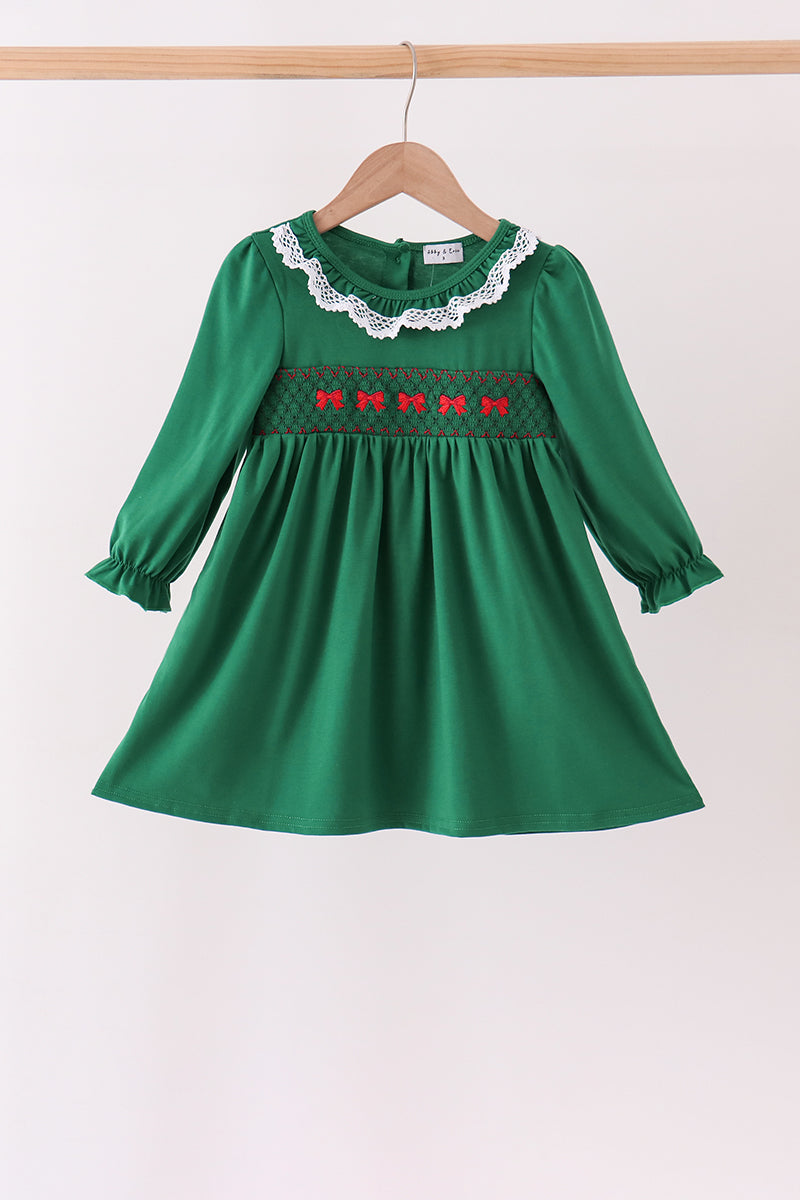 Forest bow smocked ruffle dress