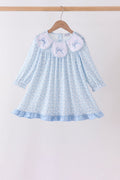 Blue bow embroidery dress
