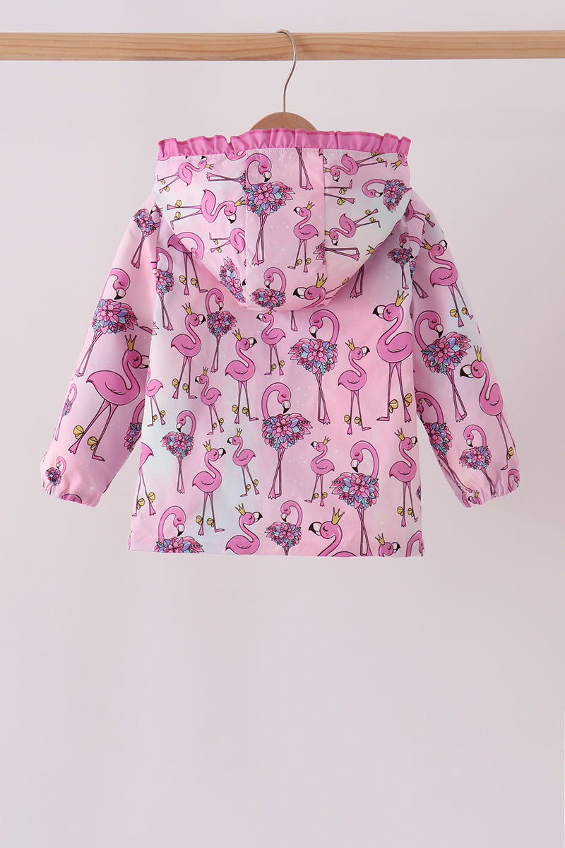 Pink Flamingo Ruffle Raincoat