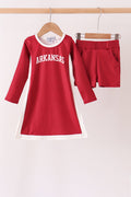 Maroon Arkansas active dress set