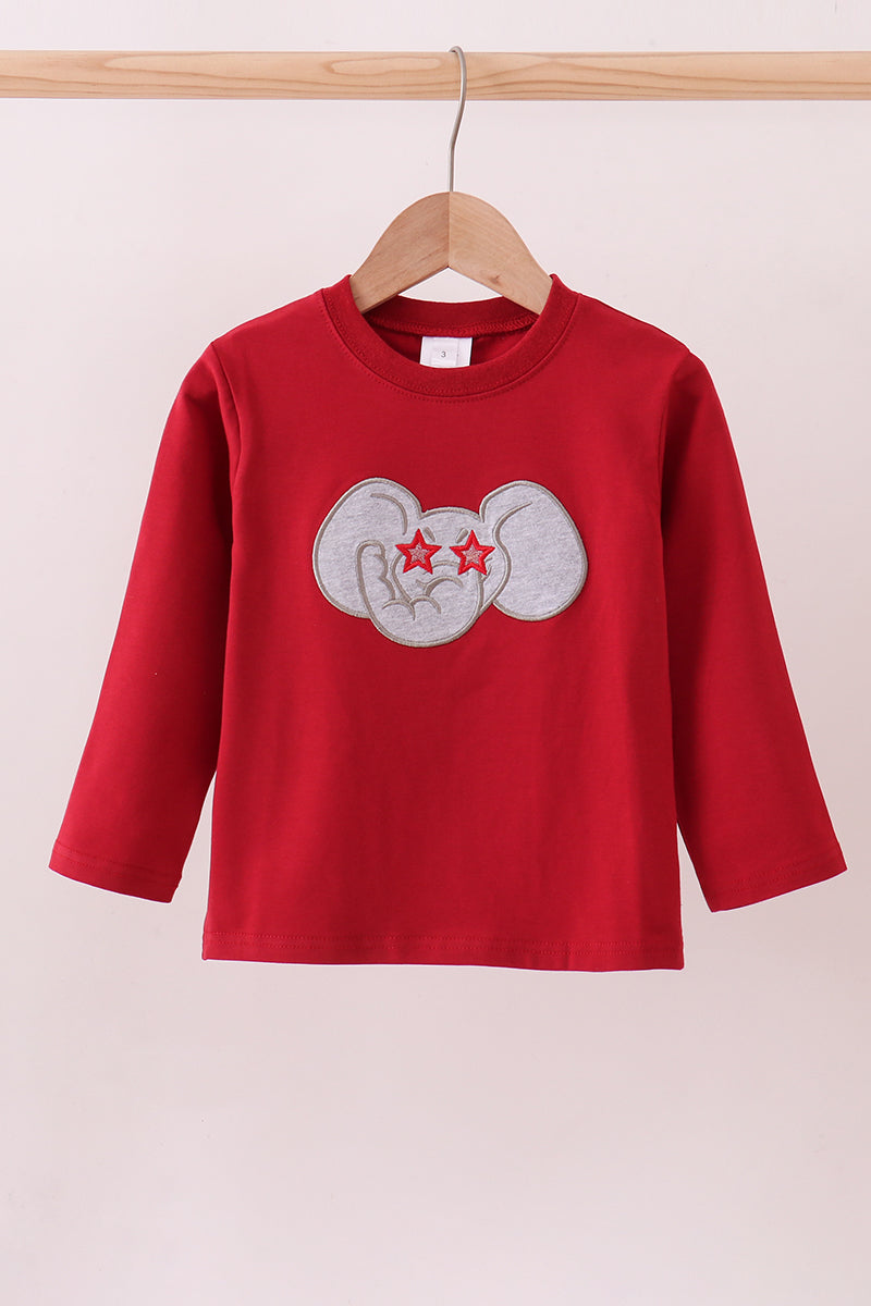 Premium Maroon Alabama elephant applique top