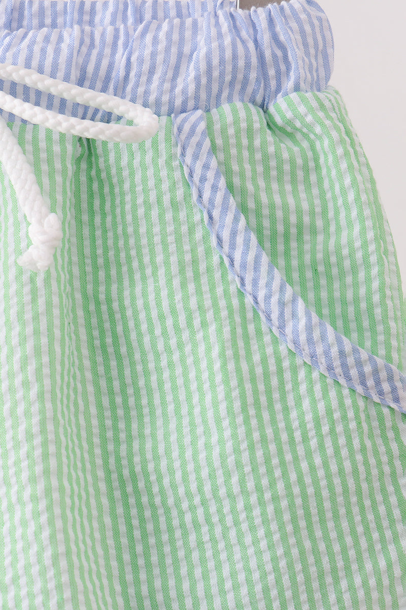 Yellow&green seersucker shorts