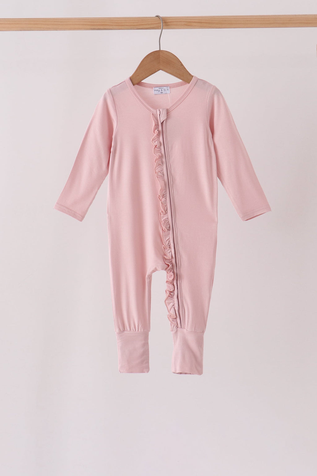 Pink ruffle zipper bamboo anti-slip romper – wholesale for boutiques | Honeydew USA