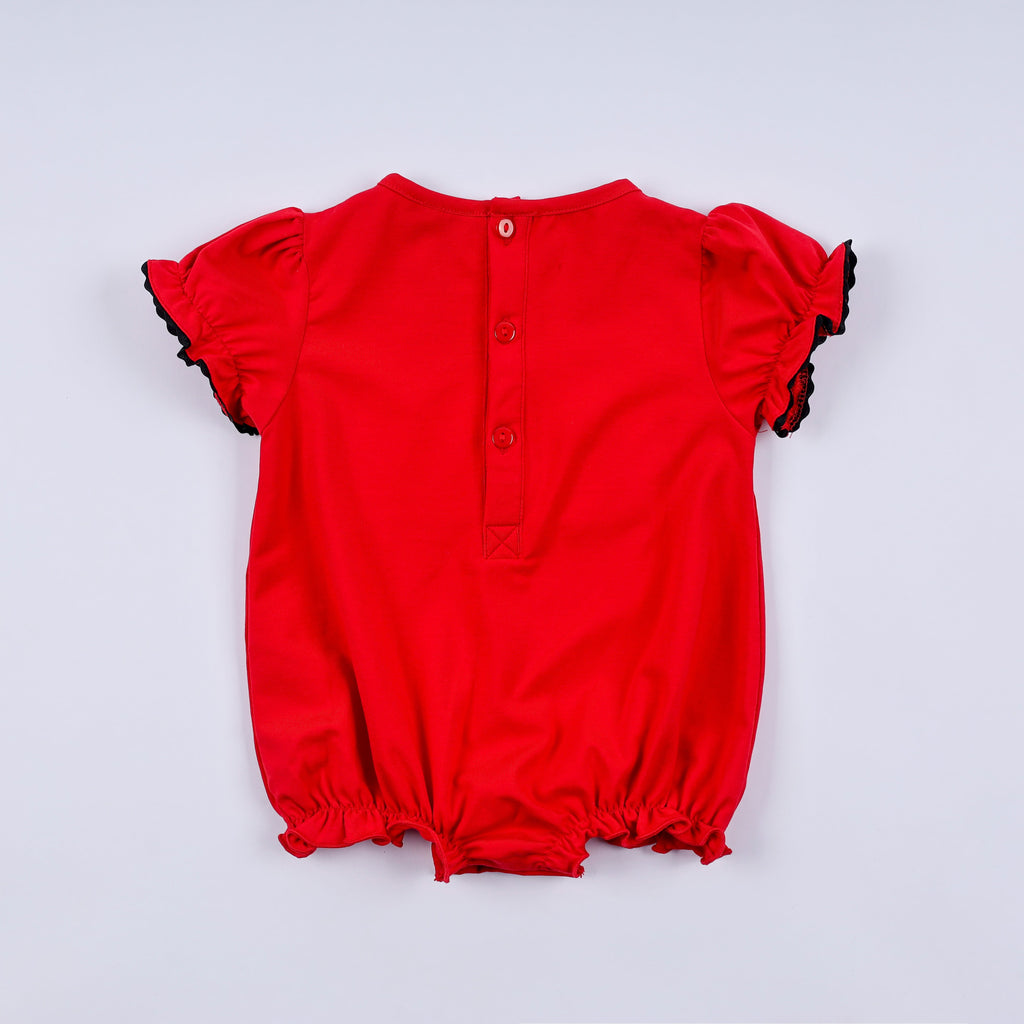 Red character hand smocked bubble