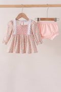 Floral Smocked Lace Bloomer Set
