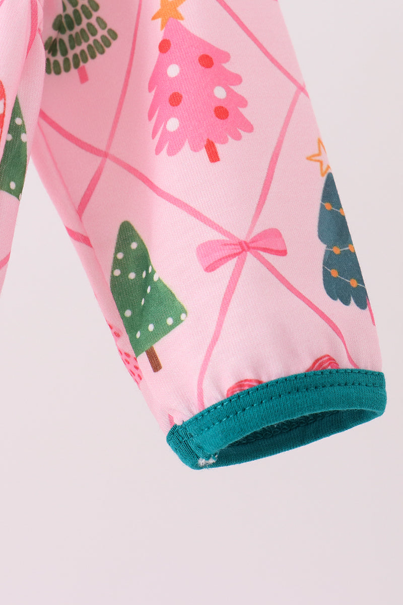 Pink Christmas Tree Embroidery Gown