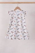 Brown zoo animal ruffle dress