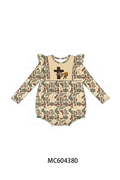 Khaki camoufalge cross deer embroidery ruffle bubble
