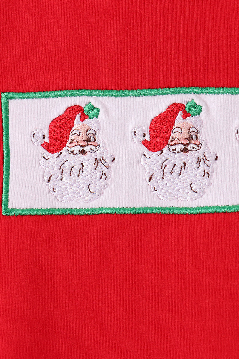 Red Santa Embroidery Pants Set