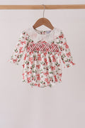 Red Holly Bow Smocked Lace Bubble