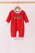 Red Reindeer French Knot Romper