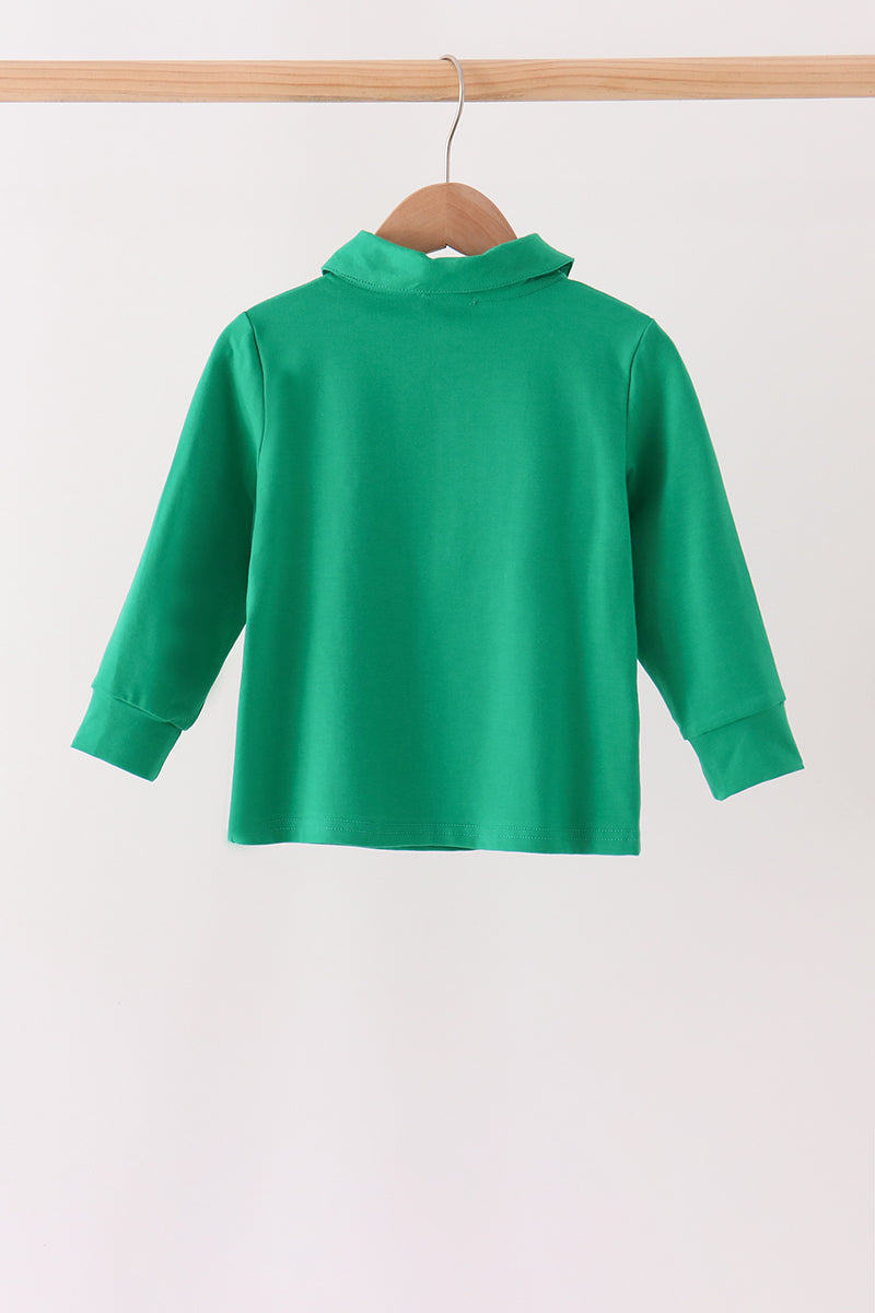 Green Reindeer French Knot Top