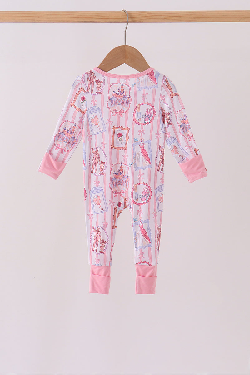 Pink Character Ruffle Bamboo Romper